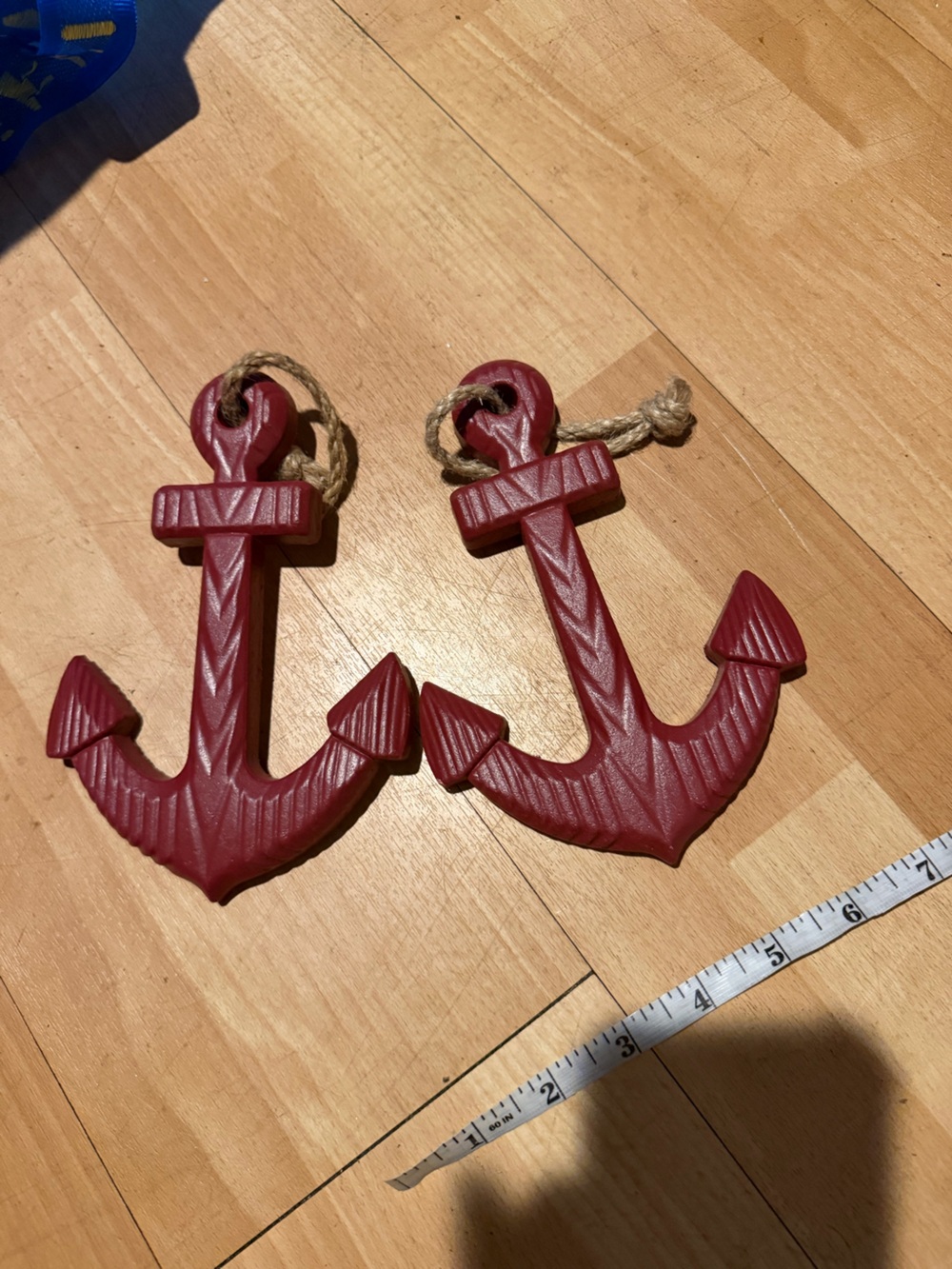 Rustic Red Anchor Wall Decor Set 2 Pair wood Nautical Home Accent